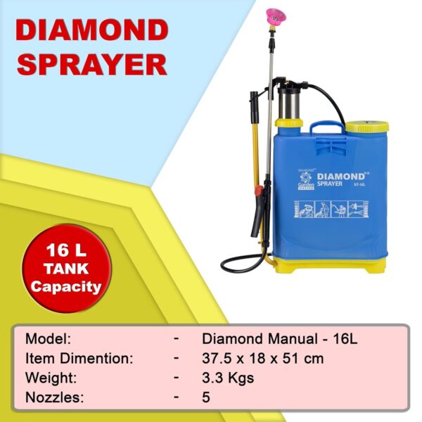 Diamond 16L Manual Agriculture Sprayer Pump – ISO Certified Hand Operated Knapsack Spray Machine for Farming, Gardening, Pesticide & Sanitizing Use - with 1 Month Warranty - Image 3